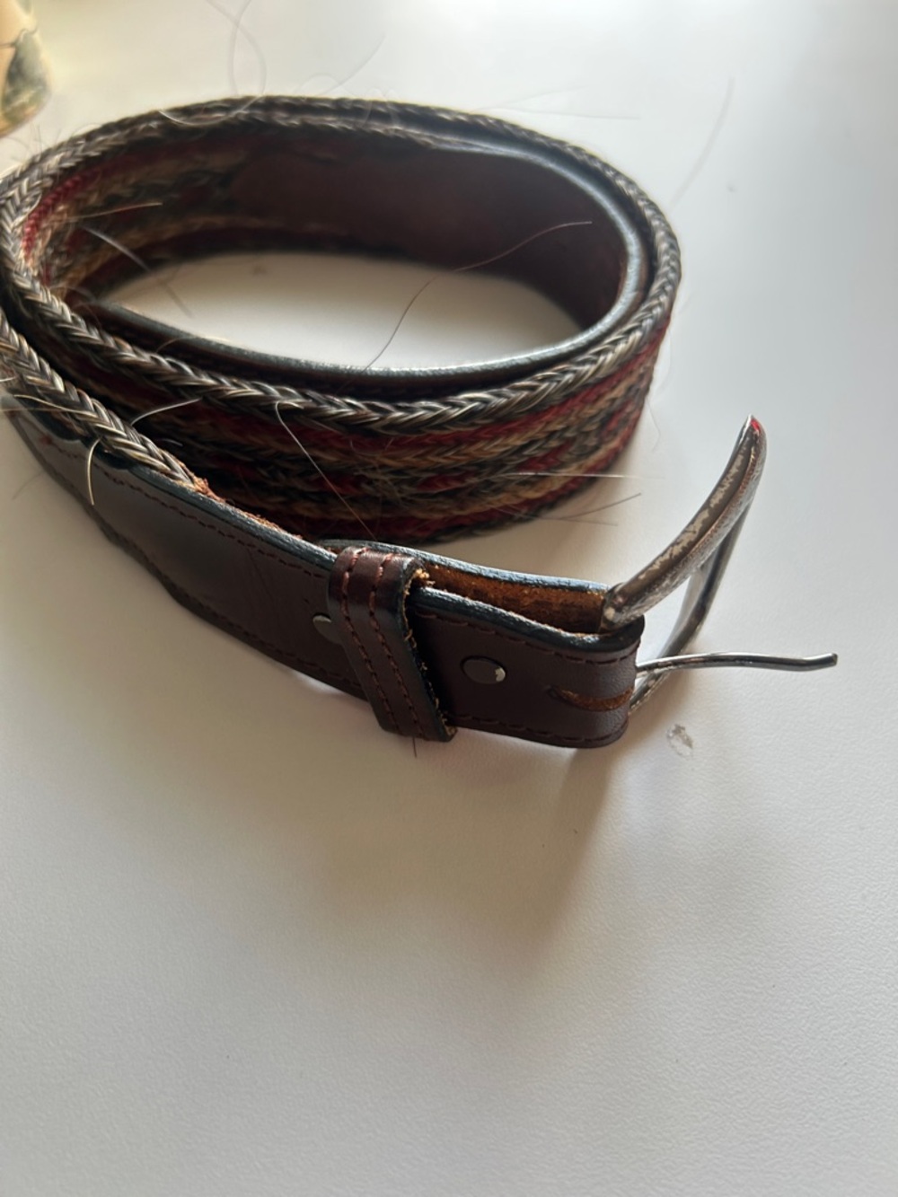 Authentic USA made Braided Horse Hair with Leather Belt men's size 34 western
